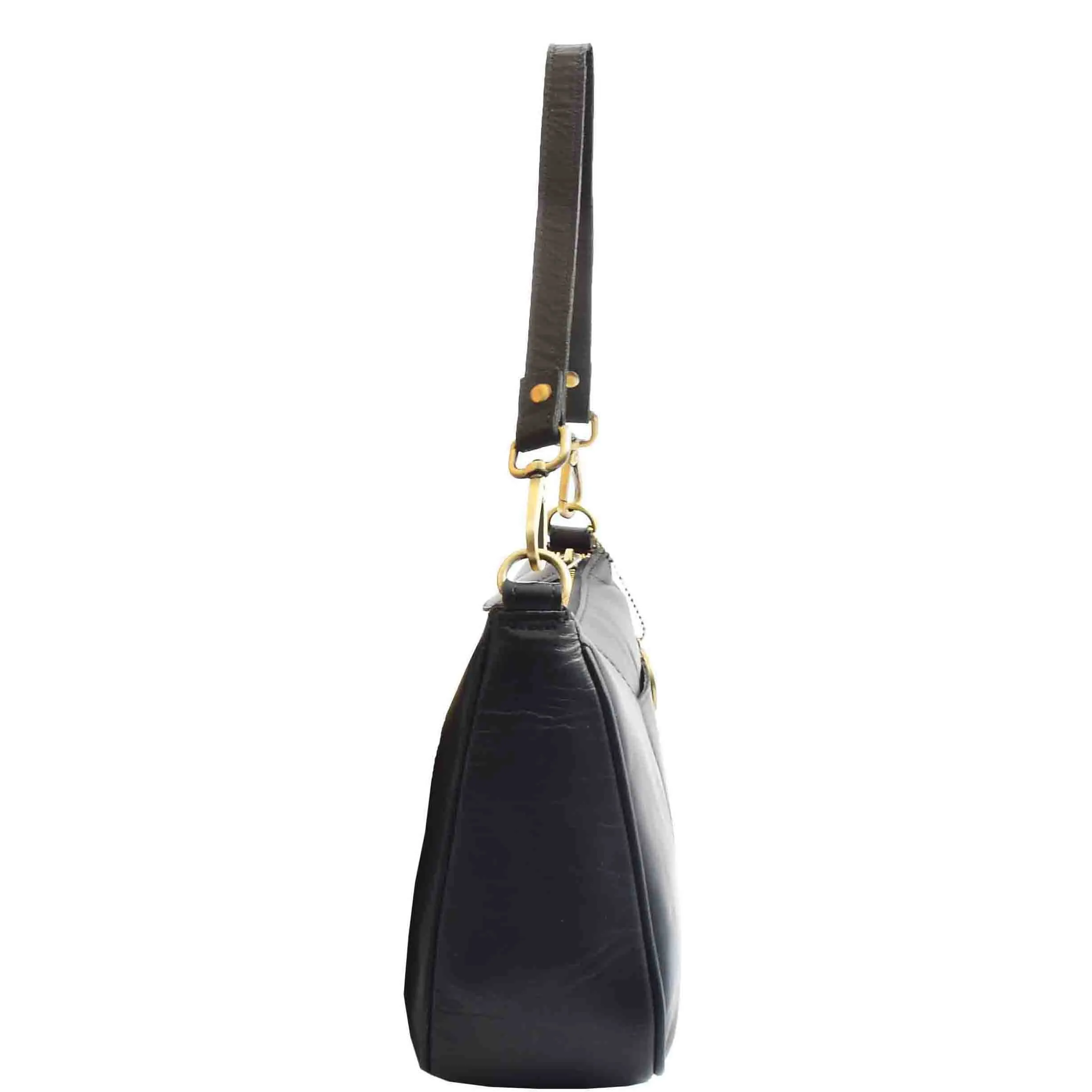 Womens Detachable Straps Leather Shoulder Bag ELLA Black